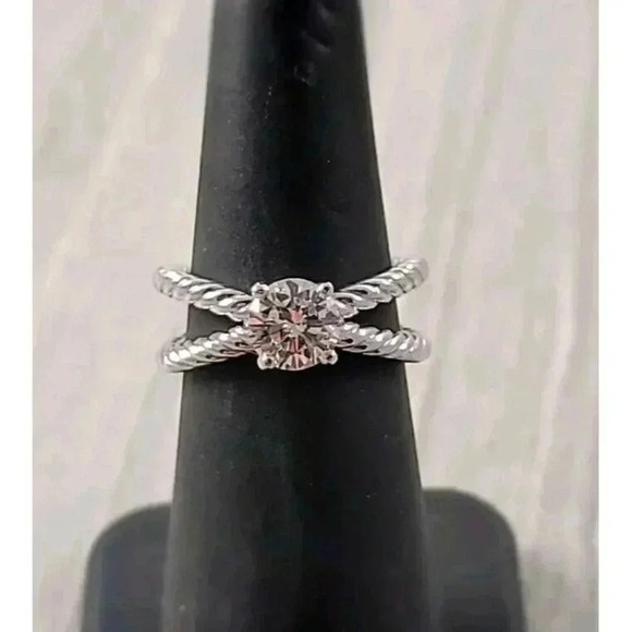 David Yurman Platinum Crossover Cable 1.00ct GIA Round Diamond Engagement Ring - Picture 2 of 12